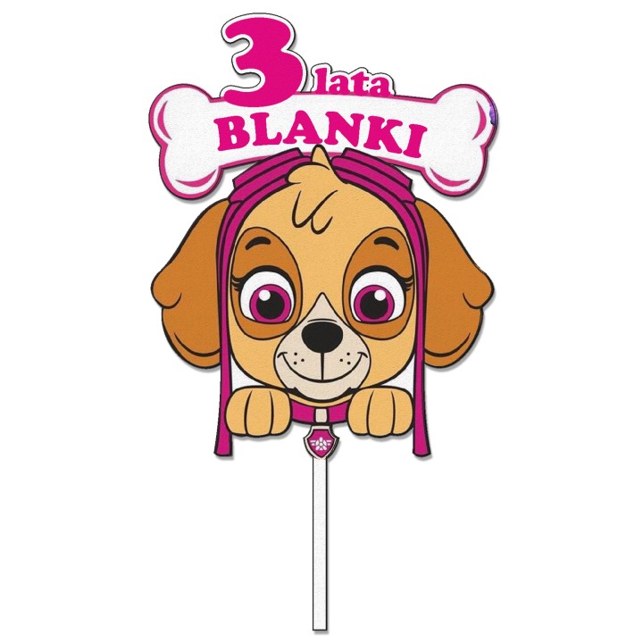 Topper na tort - urodziny + imię Skye