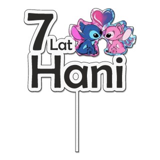 Topper na tort - urodziny + imię stitch