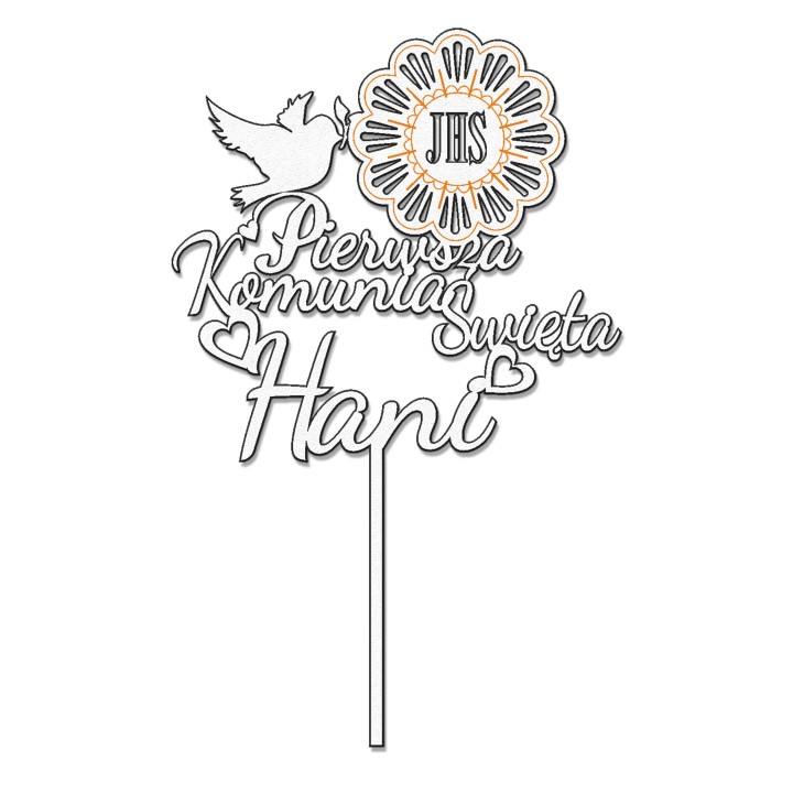 Topper na tort - 1 komunia Święta + imię