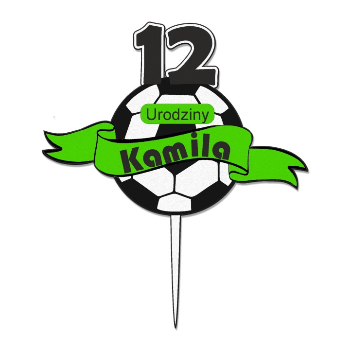 Topper na tort - urodziny + imię Piłka