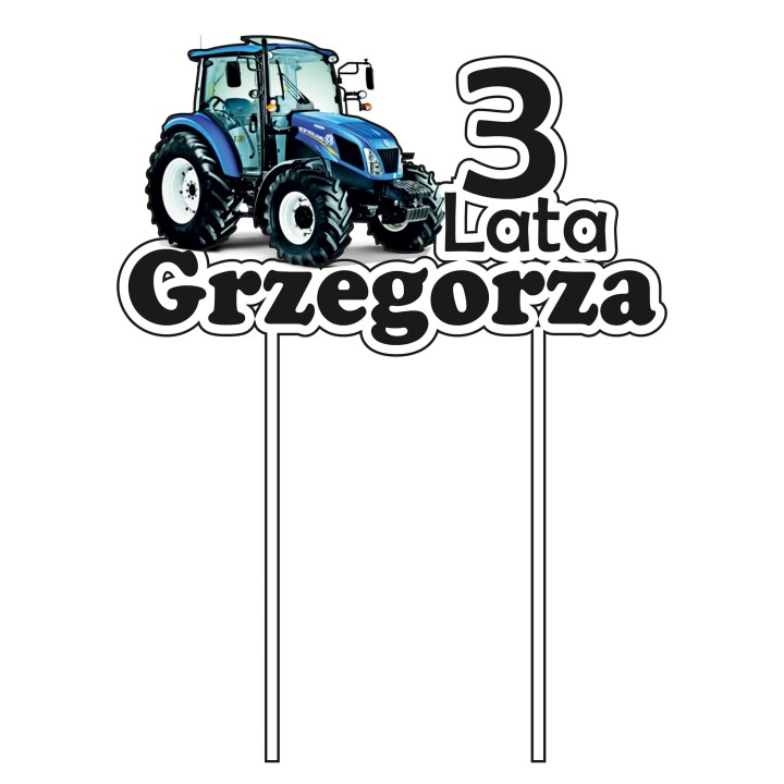 Topper na tort - urodziny + imię traktor