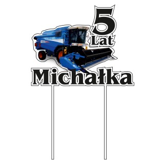 Topper na tort - urodziny + imię kombajn