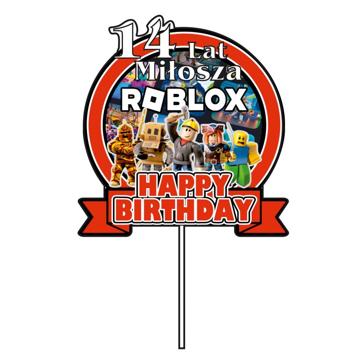 Topper na tort - urodziny + imię Roblox