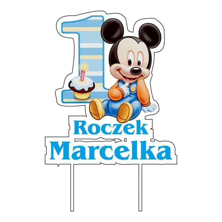 Topper na tort - urodziny + imię Myszka