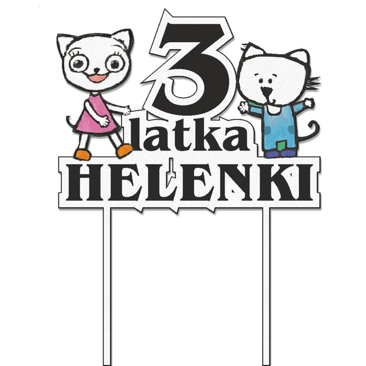 kopia Topper na tort - urodziny + imię Kicia Kocia