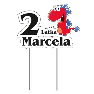 Topper na tort - urodziny + imię Smok Edzio