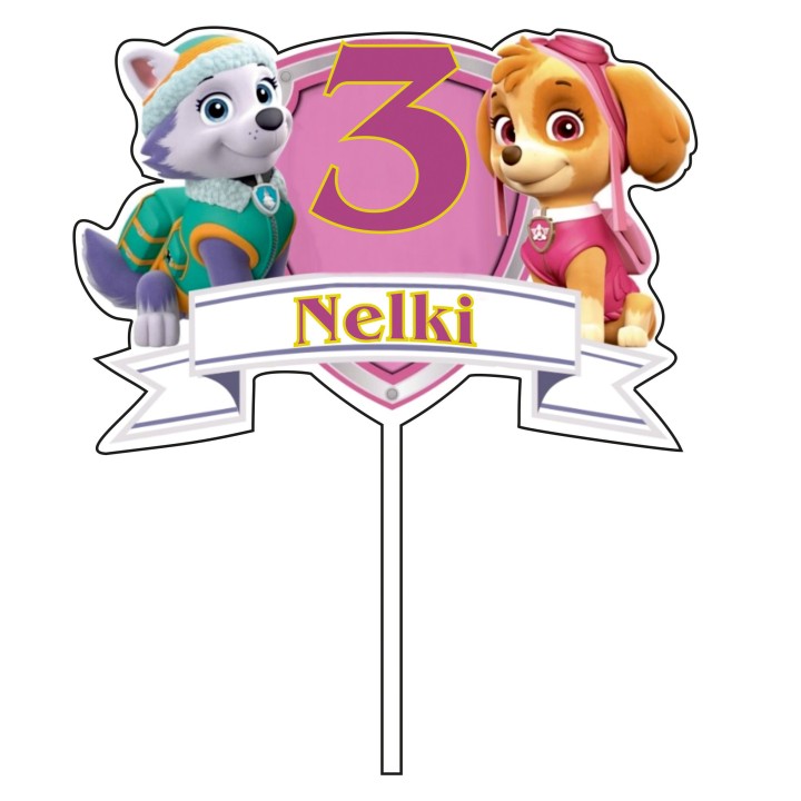 Topper na tort - urodziny + imię Psi patrol Skye