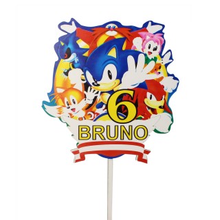 Topper na tort - urodziny + imię Sonic
