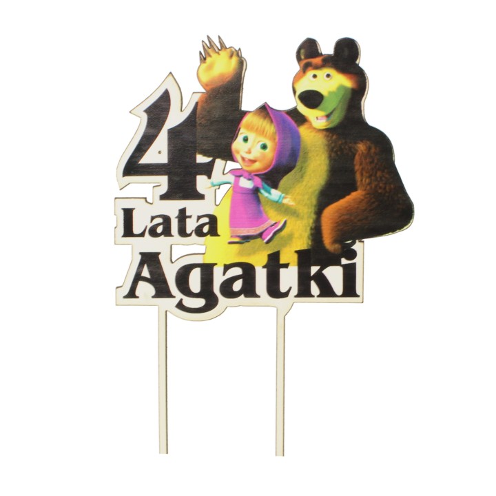Topper - urodziny + imię Masza i Niedźwiedź