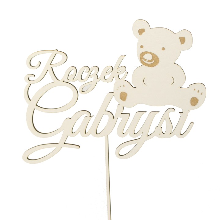 Topper na tort - Urodziny + Imię Miś