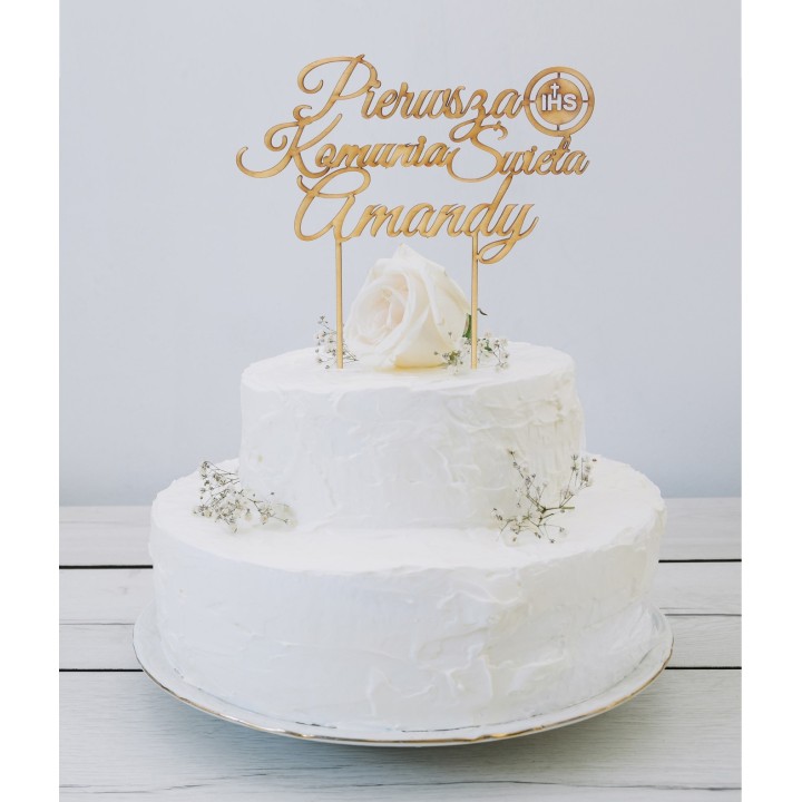 Topper na tort - Pierwsza Komunia Św + imię