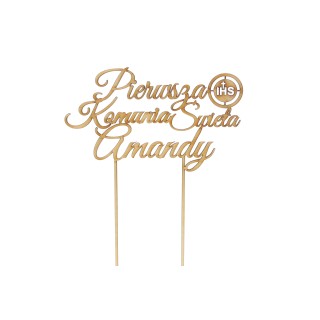 Topper na tort - Pierwsza Komunia Św + imię