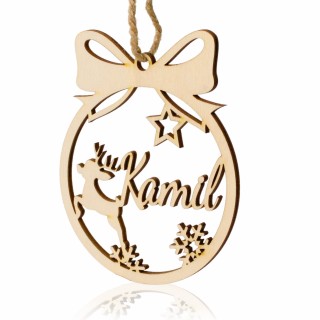 Drewniana Bombka na choinkę z imieniem