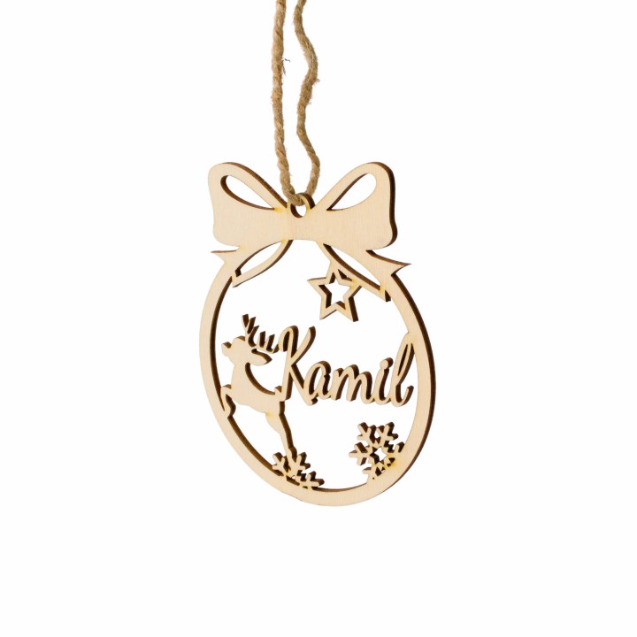 Drewniana Bombka na choinkę z imieniem