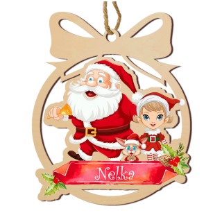 Drewniana kolorowa Bombka na choinkę z imieniem - mikołaj