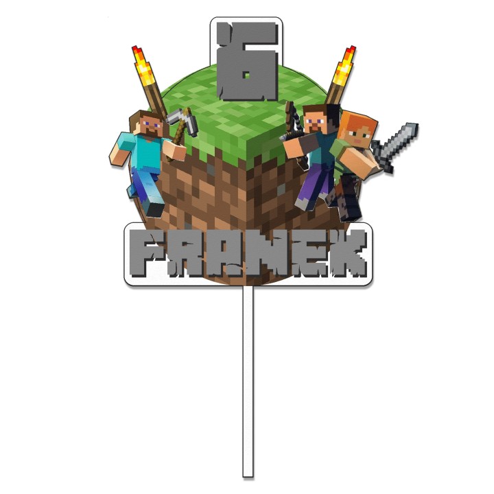 Topper na tort - urodziny + imię Minecraft