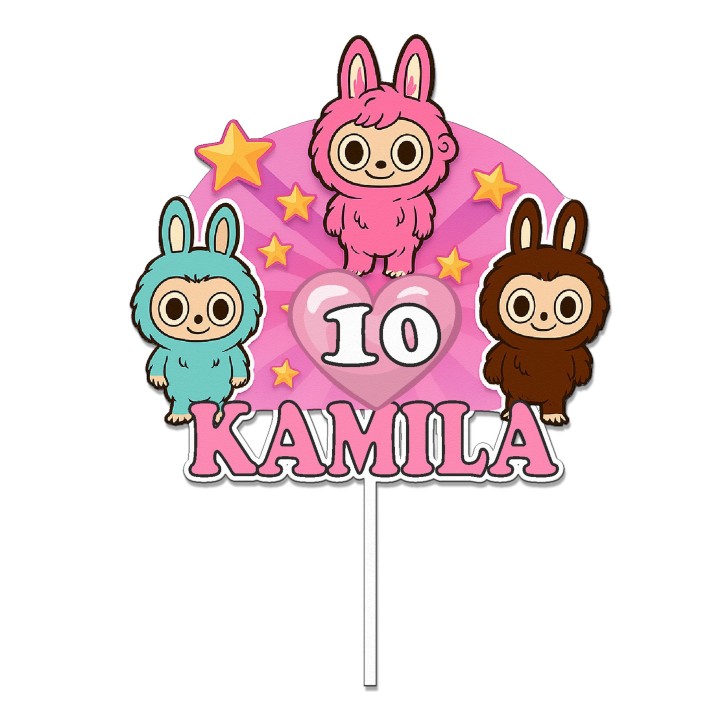 Topper na tort - urodziny + imię Labubu