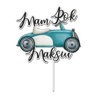 Topper na tort - urodziny + imię samochód