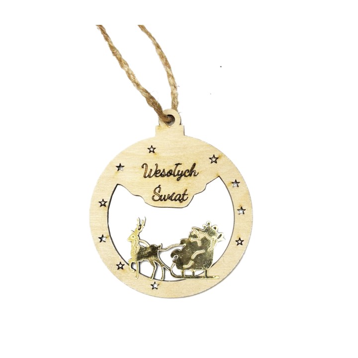 Drewniana Bombka na choinkę