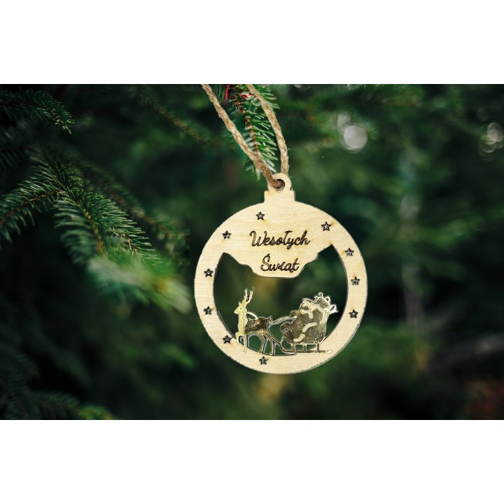 Drewniana Bombka na choinkę