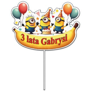 Topper na tort - urodziny + imię Minionki