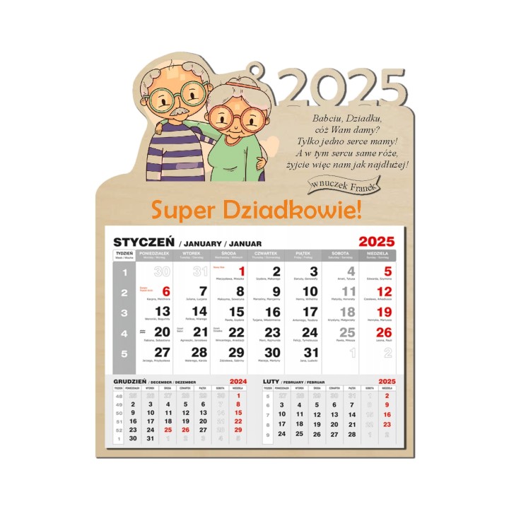 Kalendarz na Dzień Babci i Dziadka