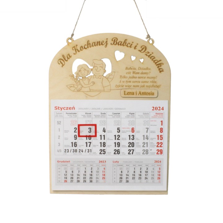 Kalendarz na Dzień Babci i Dziadka
