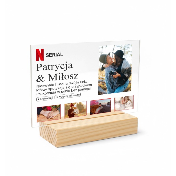 Personalizowana Ramka Netflix + Drewniana Podstawka Prezent