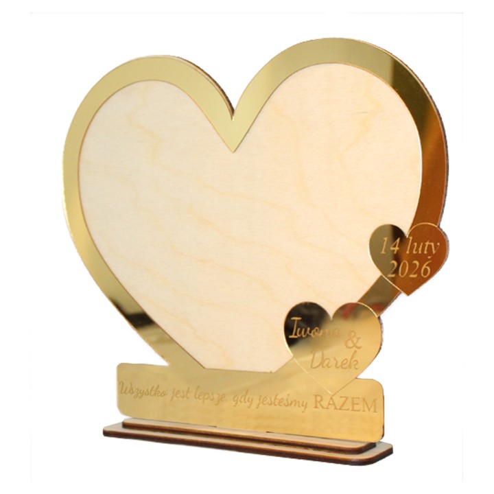Ramka Walentynkowa SERCE Ze Złotym Grawerem – Prezent dla Zakochanych!