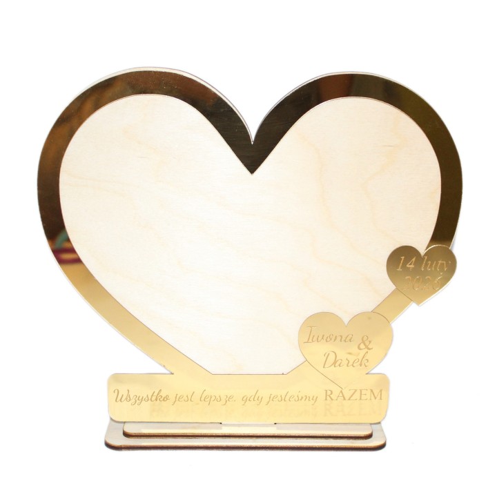 Ramka Walentynkowa SERCE Ze Złotym Grawerem – Prezent dla Zakochanych!