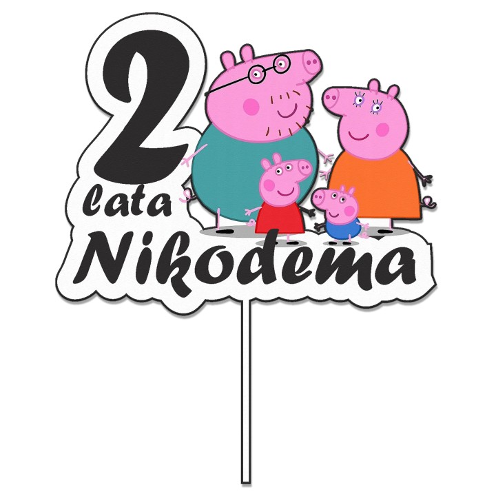 Topper na tort - urodziny + imię Peppa