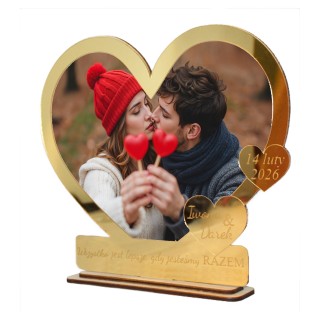 Ramka Walentynkowa SERCE Ze Złotym Grawerem – Prezent dla Zakochanych!