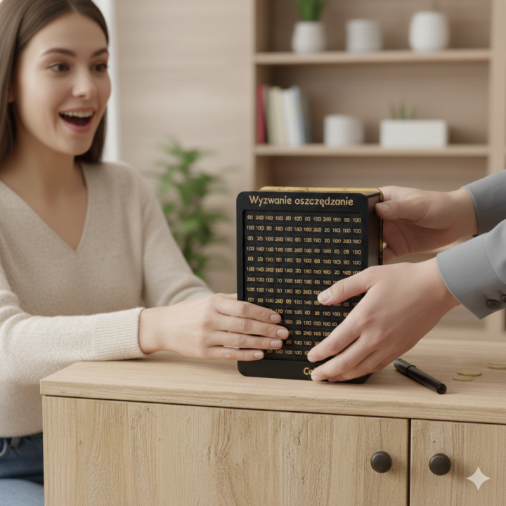 Skarbonka „Wyzwanie oszczędzanie” – motywacja w eleganckiej formie!