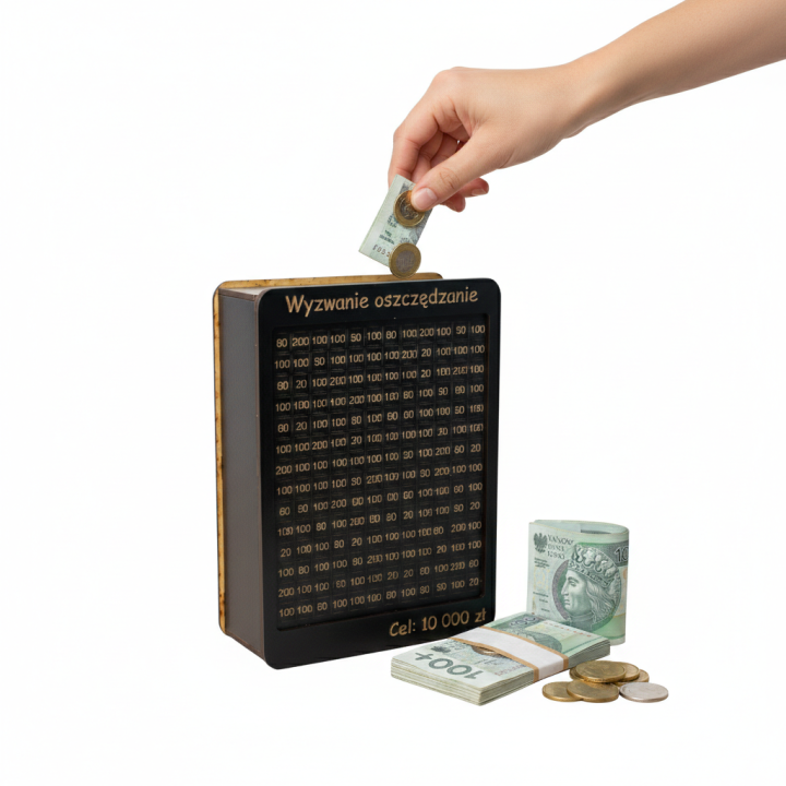 Skarbonka „Wyzwanie oszczędzanie” – motywacja w eleganckiej formie!