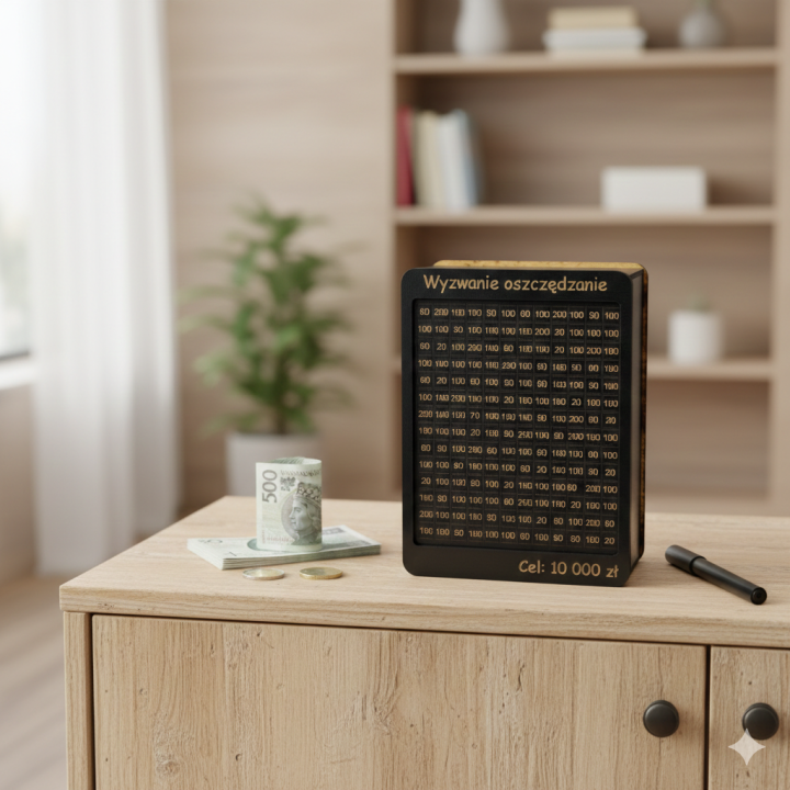 Skarbonka „Wyzwanie oszczędzanie” – motywacja w eleganckiej formie!