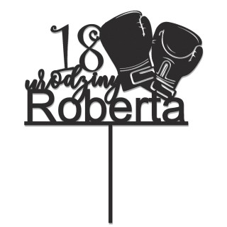 Topper na tort - urodziny + imię bokser