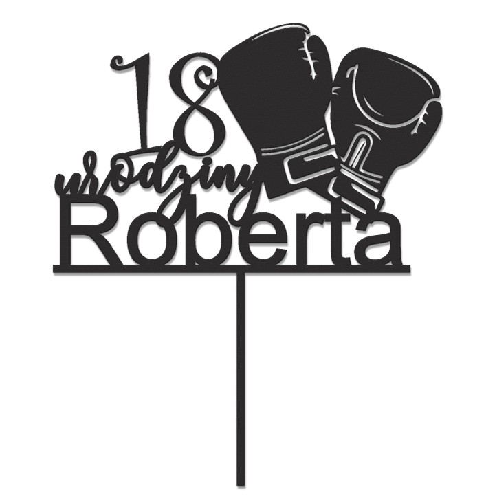 Topper na tort - urodziny + imię bokser