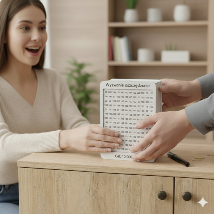 Skarbonka „Wyzwanie oszczędzanie” – motywacja w eleganckiej formie!