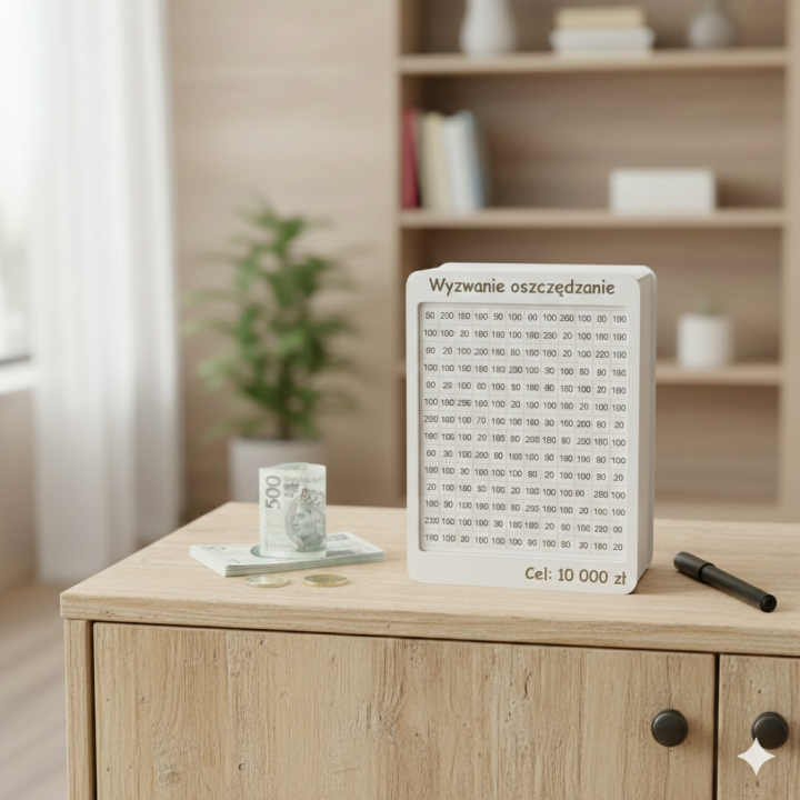 Skarbonka „Wyzwanie oszczędzanie” – motywacja w eleganckiej formie!