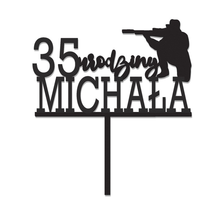 Topper na tort - urodziny + imię myśliwy