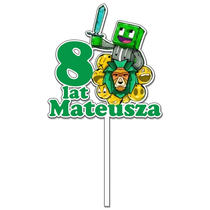 Topper na tort - urodziny + imię Minecraft