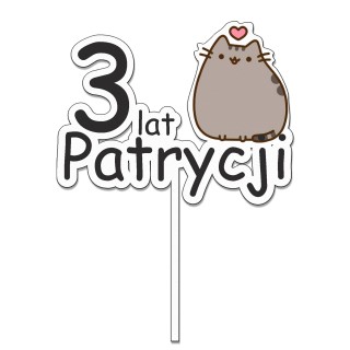 kopia Topper na tort - urodziny + imię pusheen