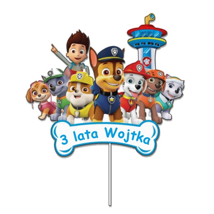 Topper na tort - urodziny + imię Psi Patrol