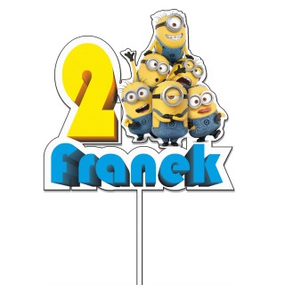 Topper na tort - urodziny + imię Minionki