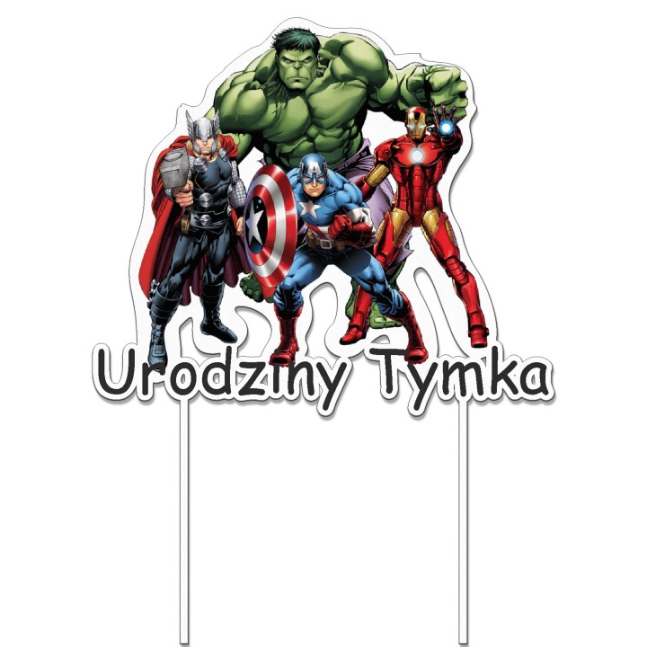 Topper na tort - urodziny + imię Avengers