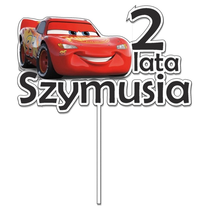 Topper na tort - urodziny + imię Auta